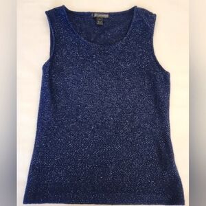 ST JOHN Navy Sequin Top Women Size M